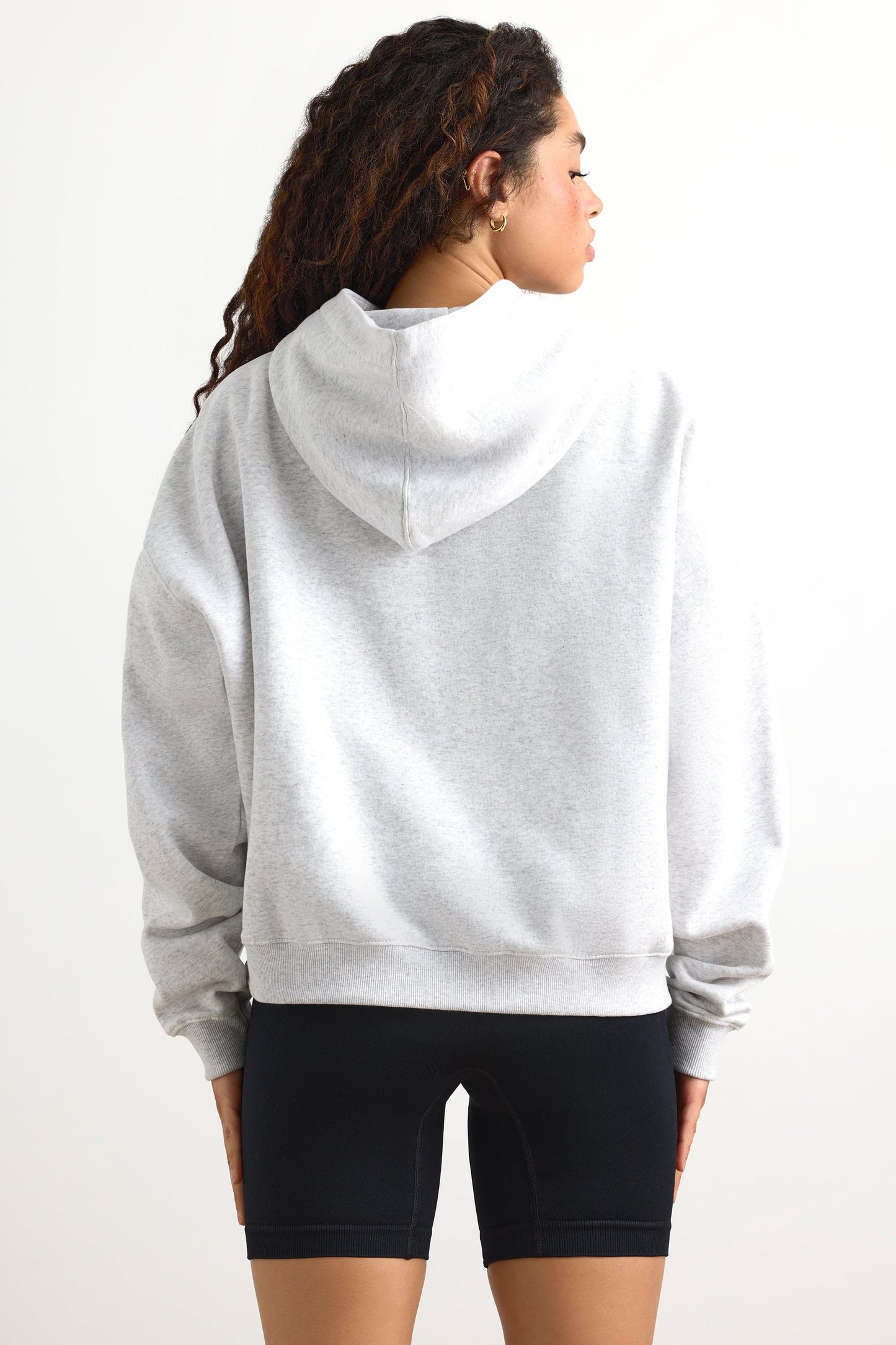Appliqu�� Oversized Hoodie in Heather Grey