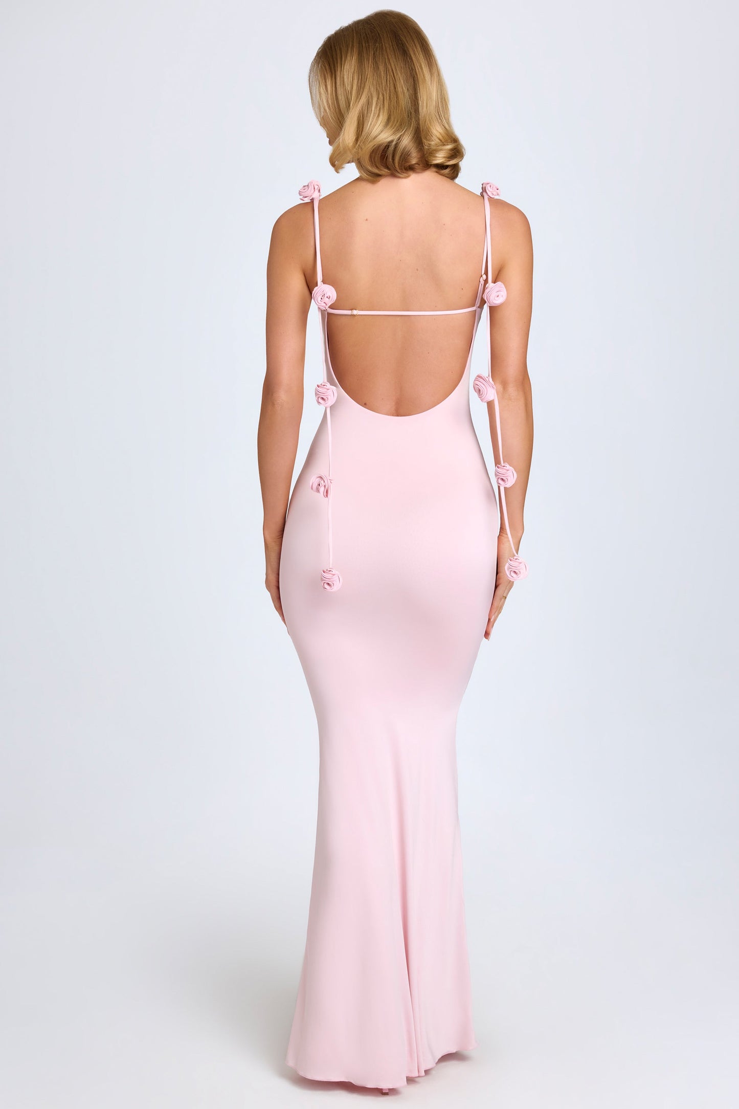 Slinky Jersey Floral-Appliqu��?Gown in Blush