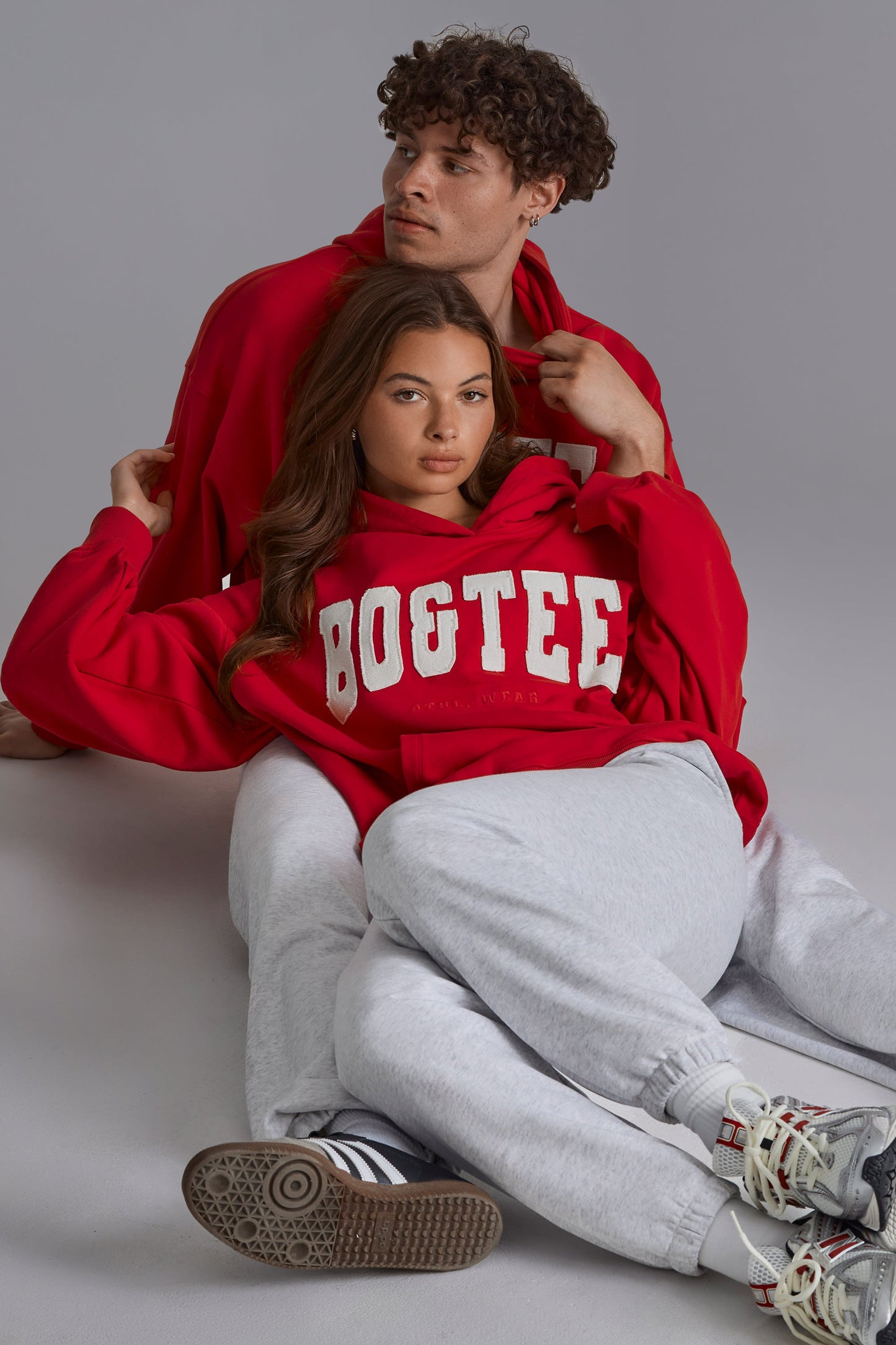Appliqu�� Oversized Hoodie in Cherry Red