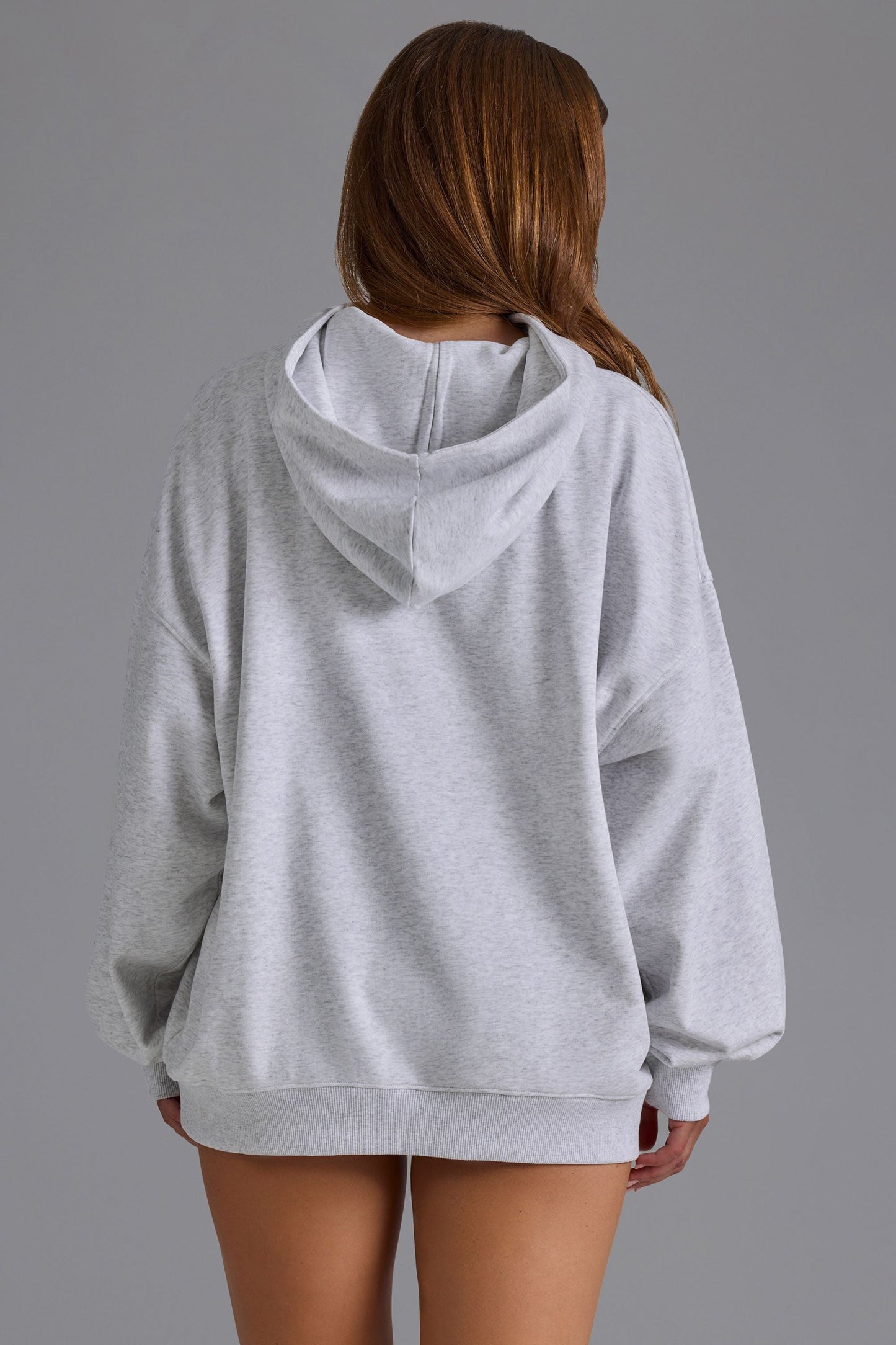 Appliqu�� Oversized Hoodie in Grey Marl