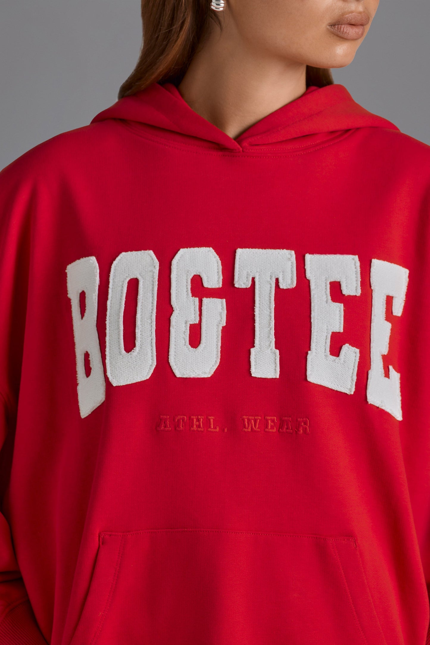Appliqu�� Oversized Hoodie in Cherry Red