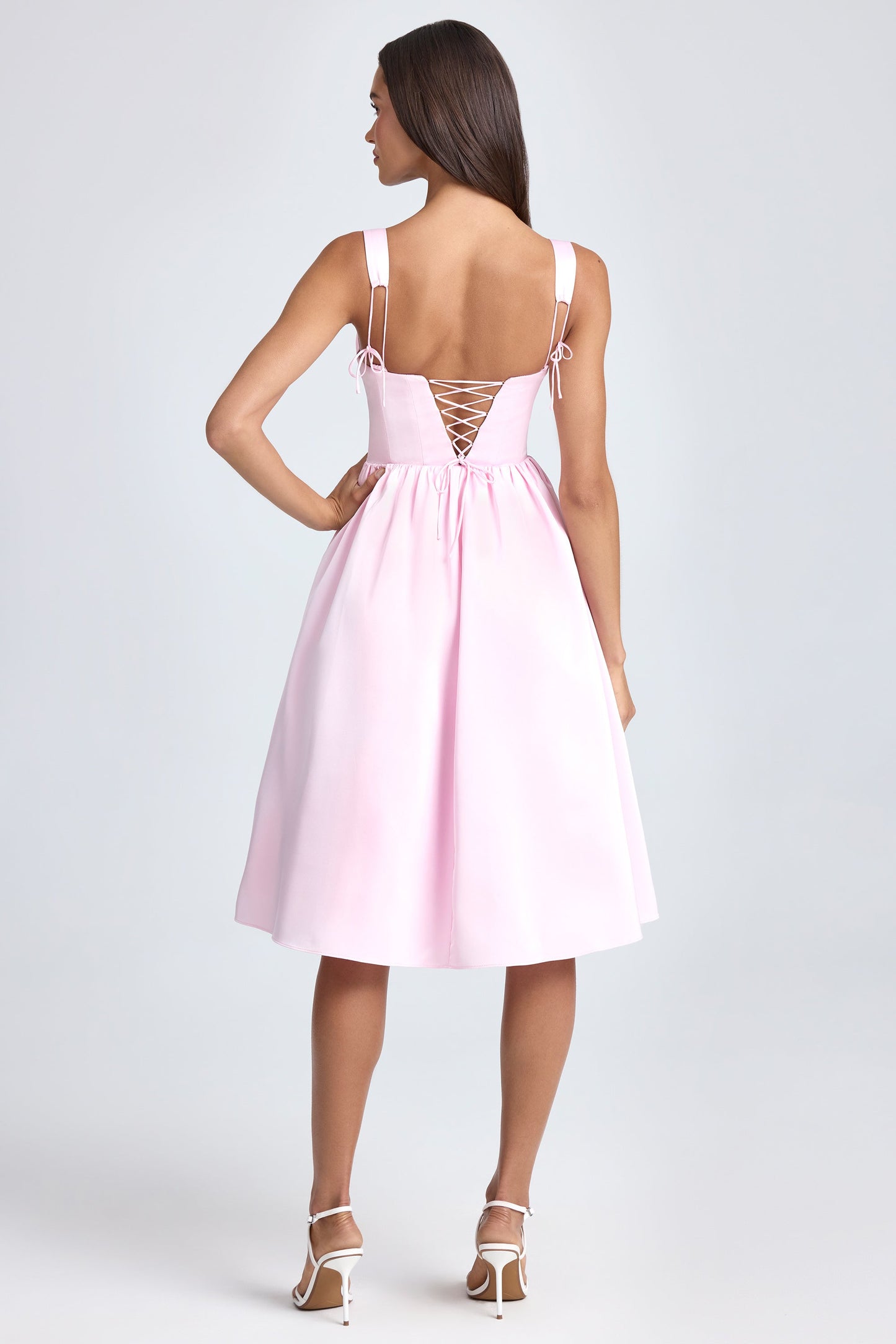 Draped Corset Midaxi Dress in Blush