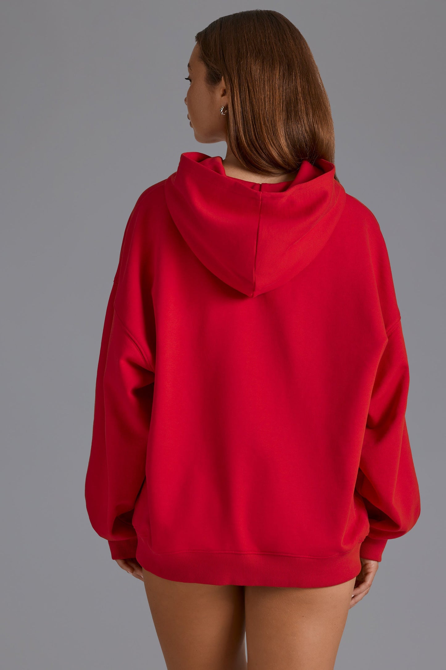 Appliqu�� Oversized Hoodie in Cherry Red