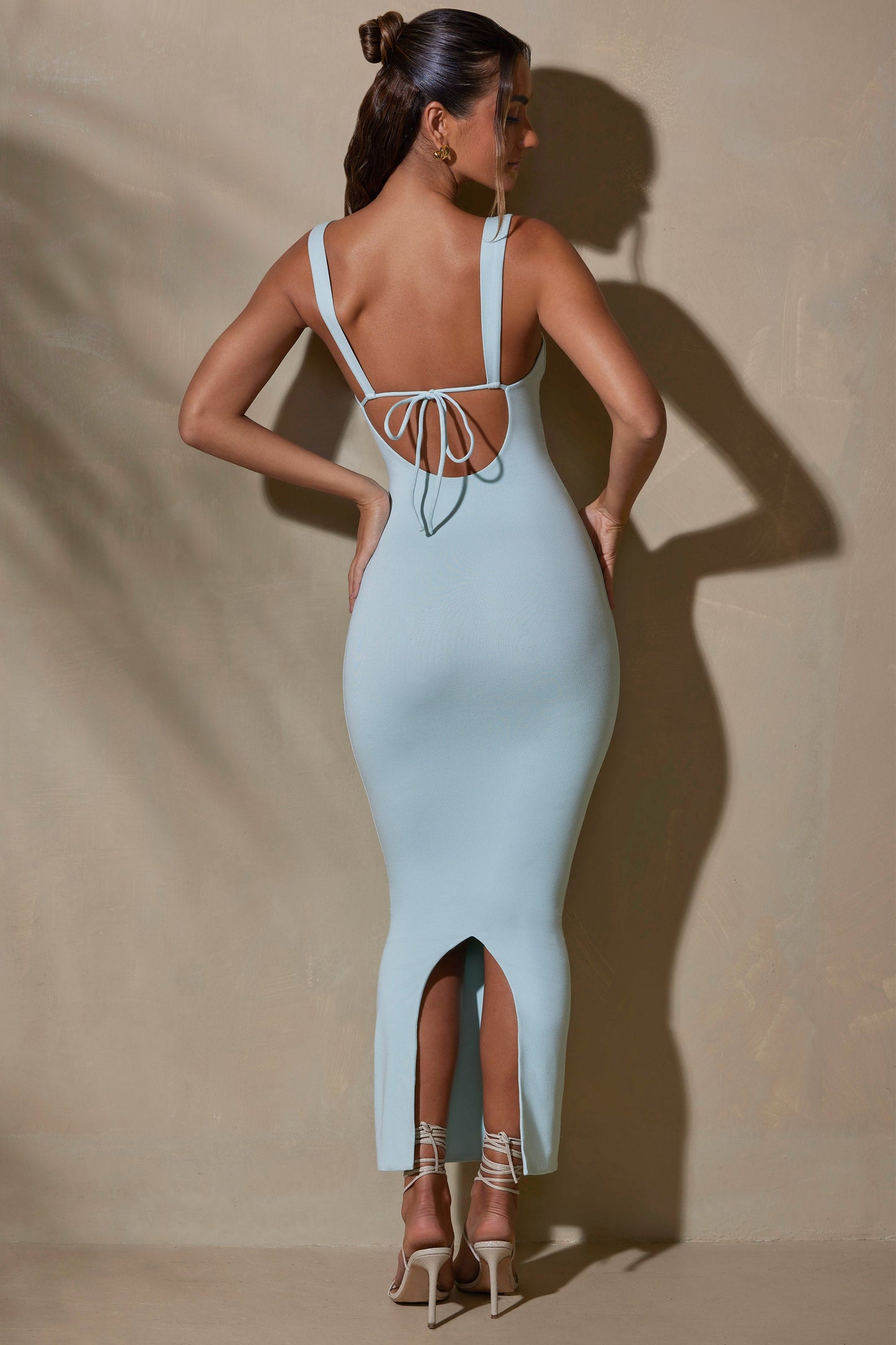 Modal Straight Neck Low Back Maxi Dress in Mint