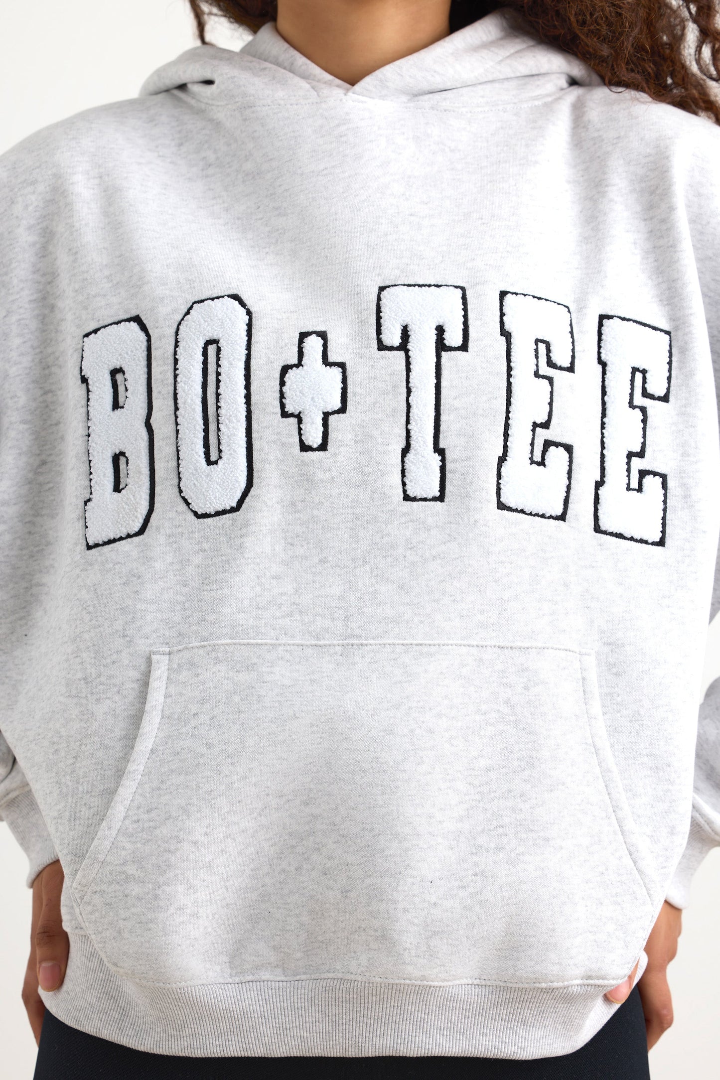 Appliqu�� Oversized Hoodie in Heather Grey