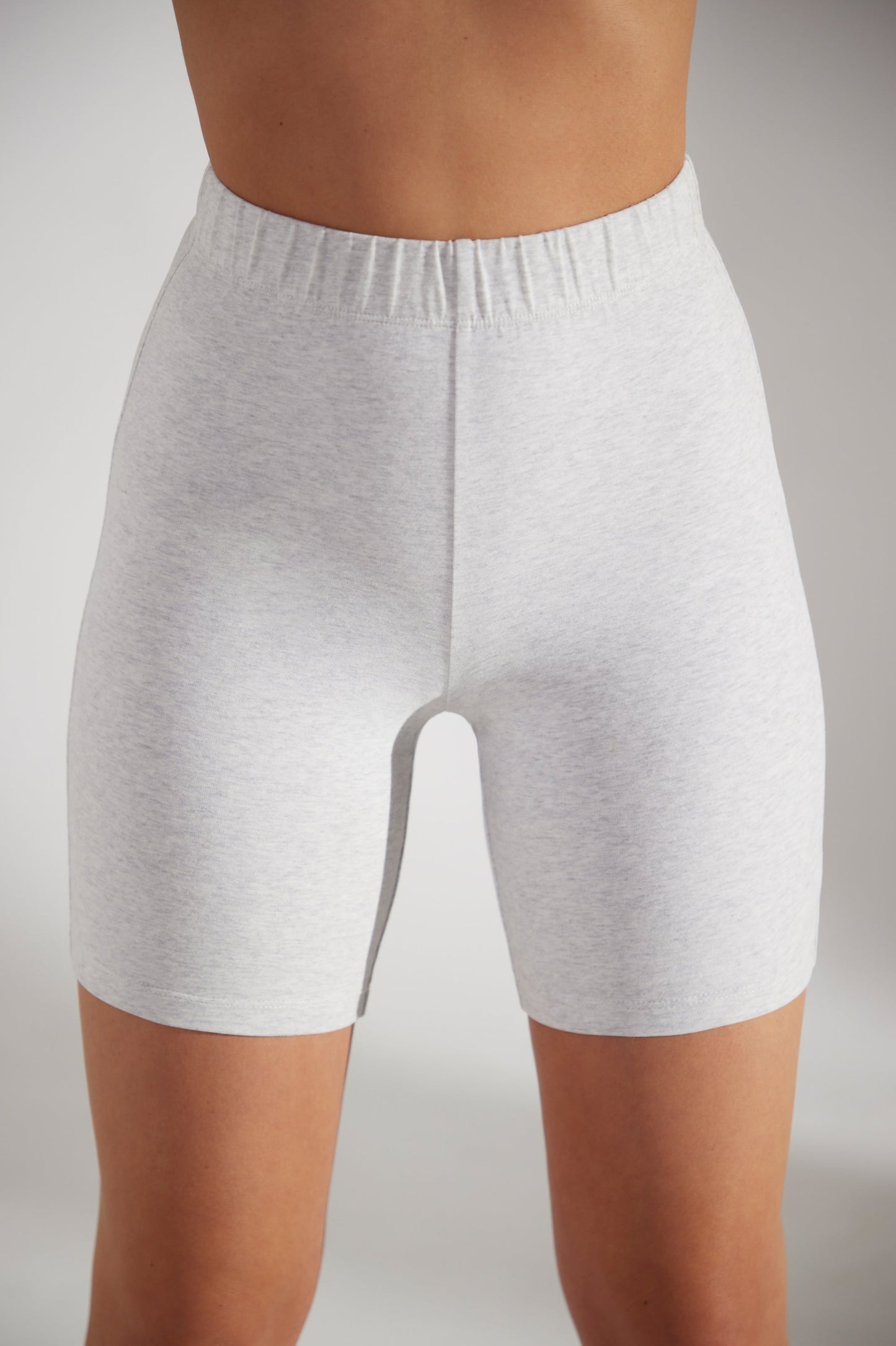 Soft Cotton Biker Shorts in Heather Grey