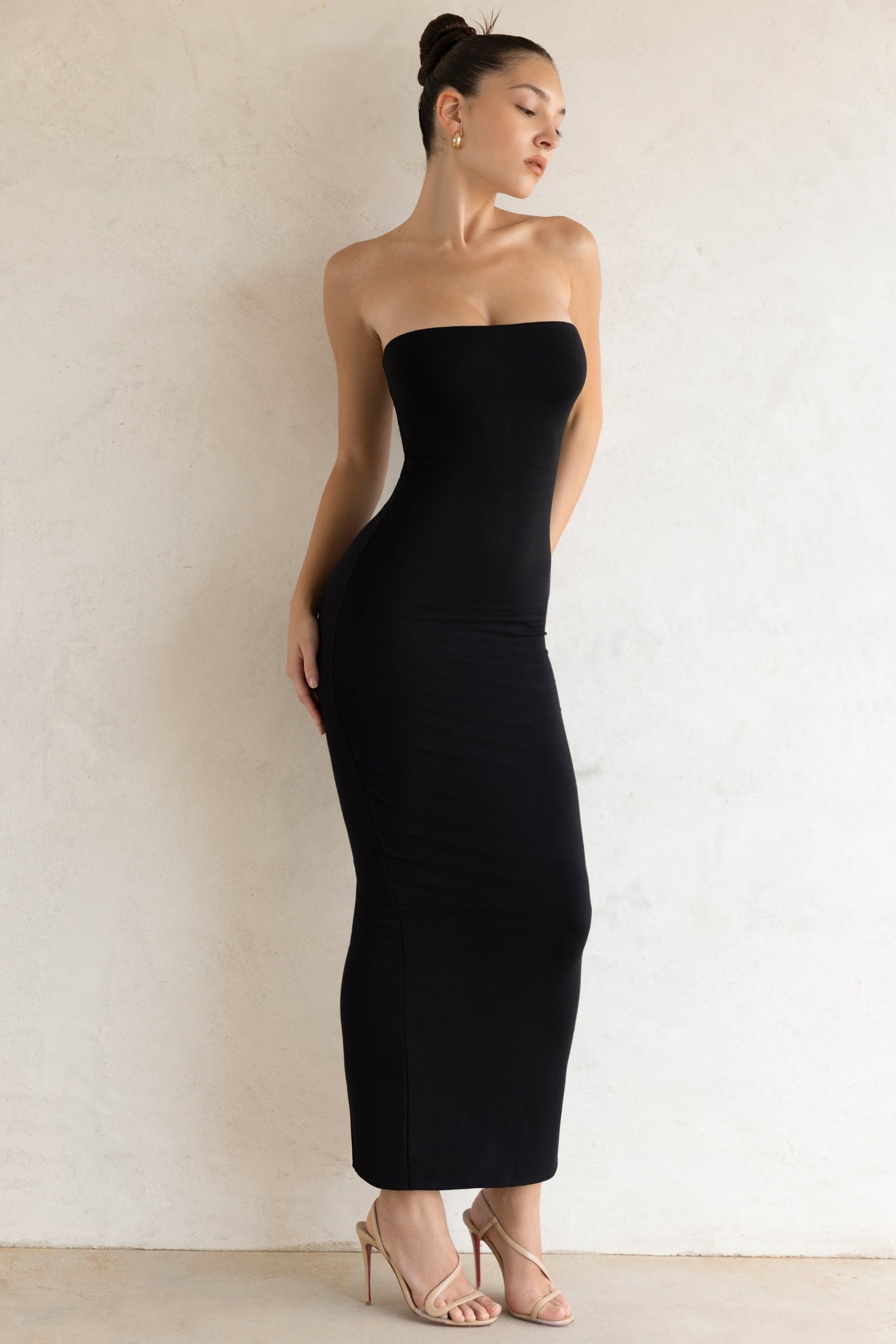 Modal Bandeau Maxi Dress in Black
