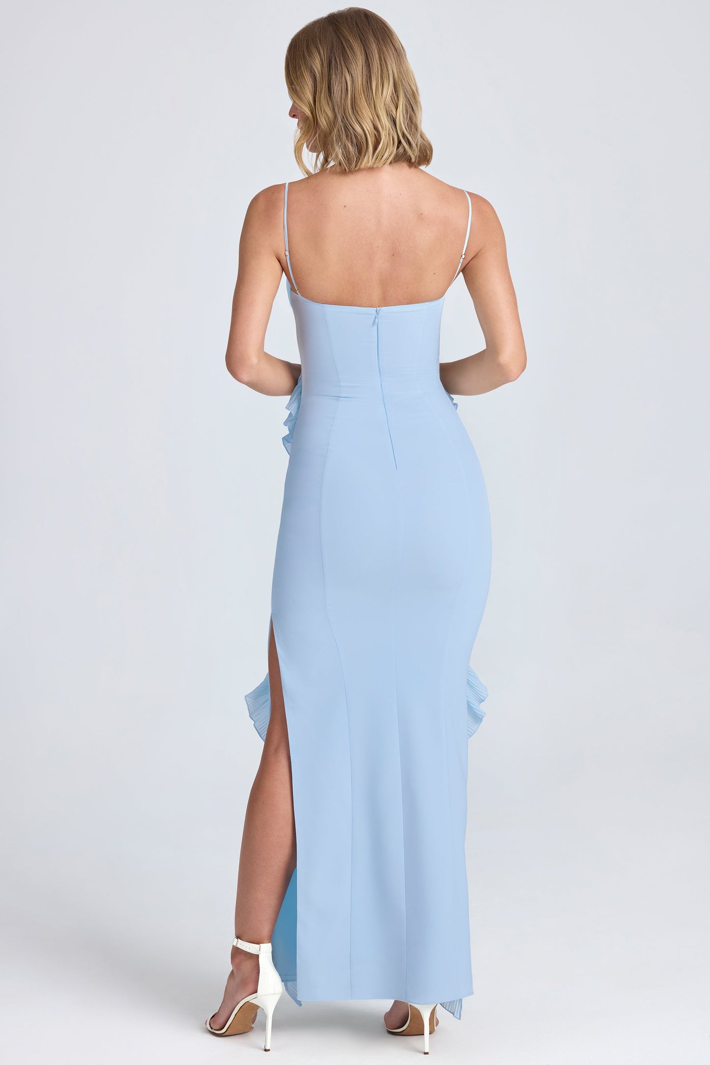 Pliss�� Ruffle-Trim Maxi Dress in Powder Blue