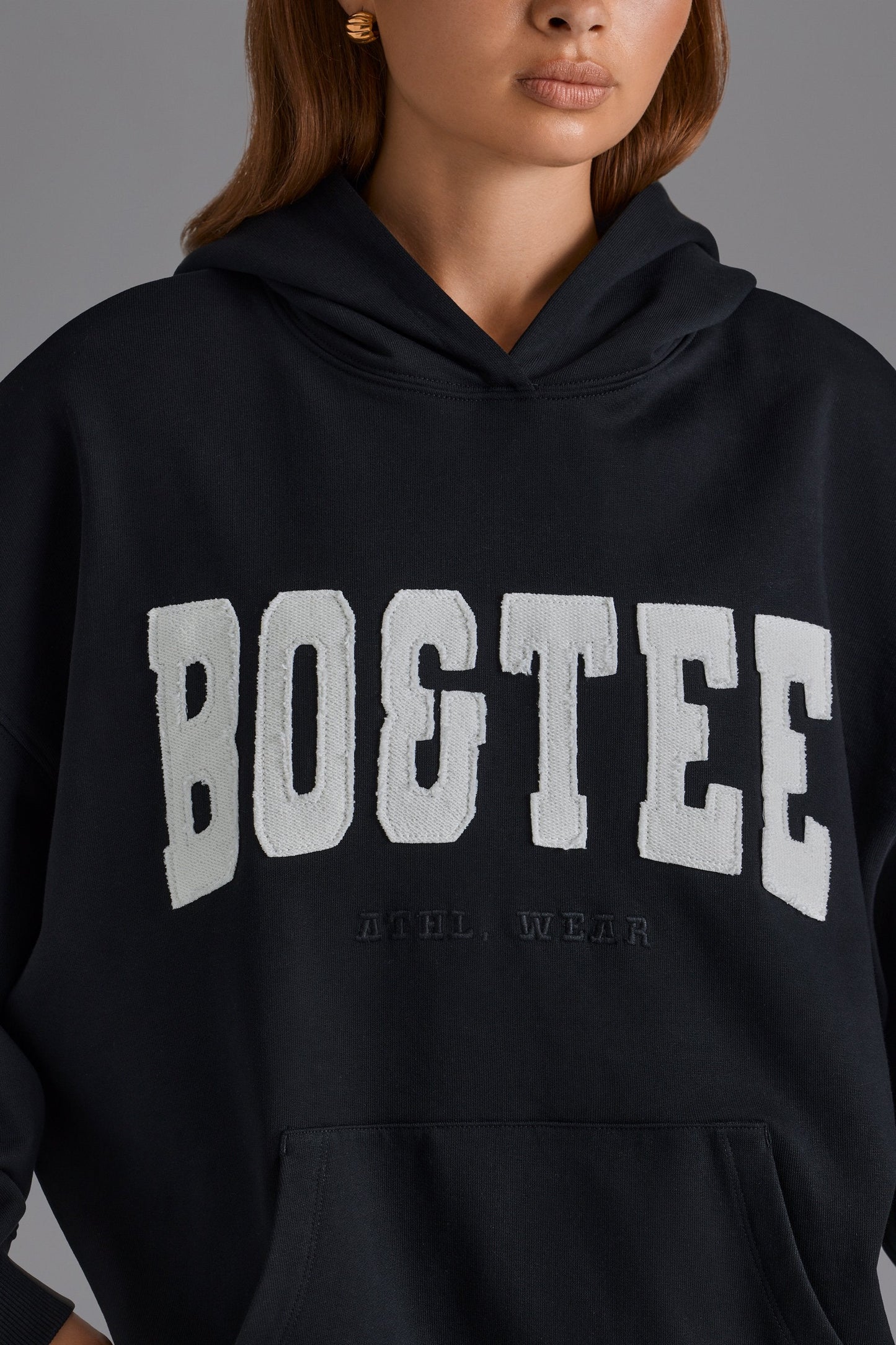 Appliqu�� Oversized Hoodie in Black