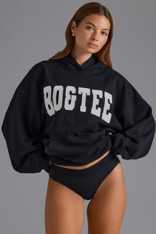Appliqu�� Oversized Hoodie in Black