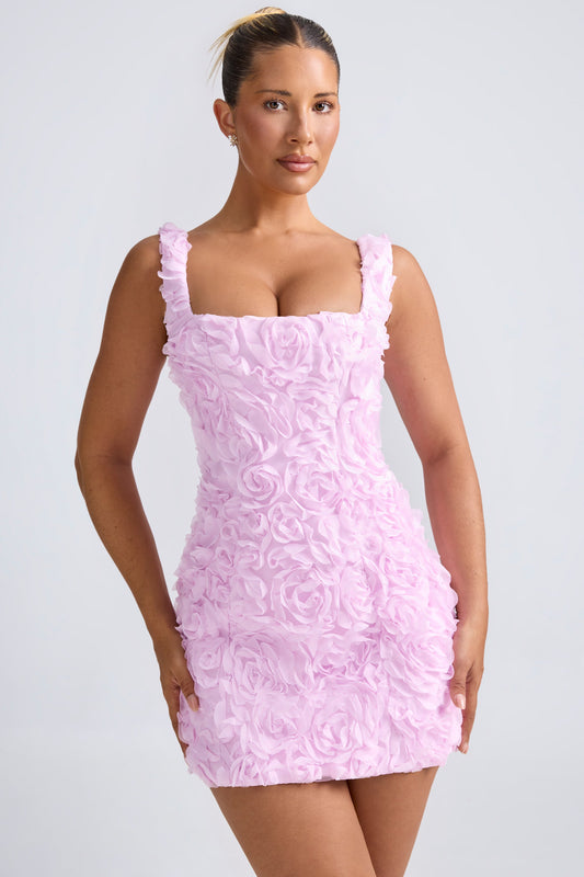 Floral-Appliqu�� Corset Mini Dress in Lilac