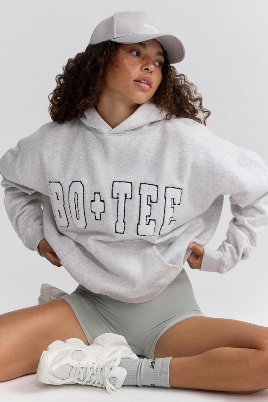 Appliqu�� Oversized Hoodie in Heather Grey